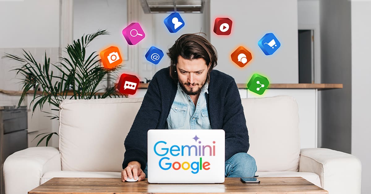 Banner ilustrativo de Gemini ayudando a gestionar redes sociales